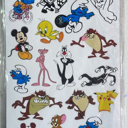 A4 STİCKER ÇİZGİ FİLM KARAKTERLİ TEK PAKET ÇOKLU STİCKER